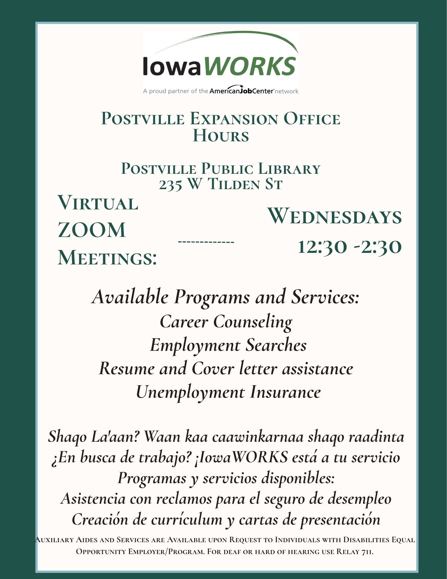 Postville Expansion Office Hours- Virtual